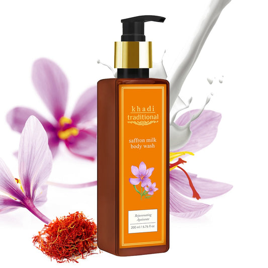 Gel de baño tradicional con leche de azafrán de Khadi