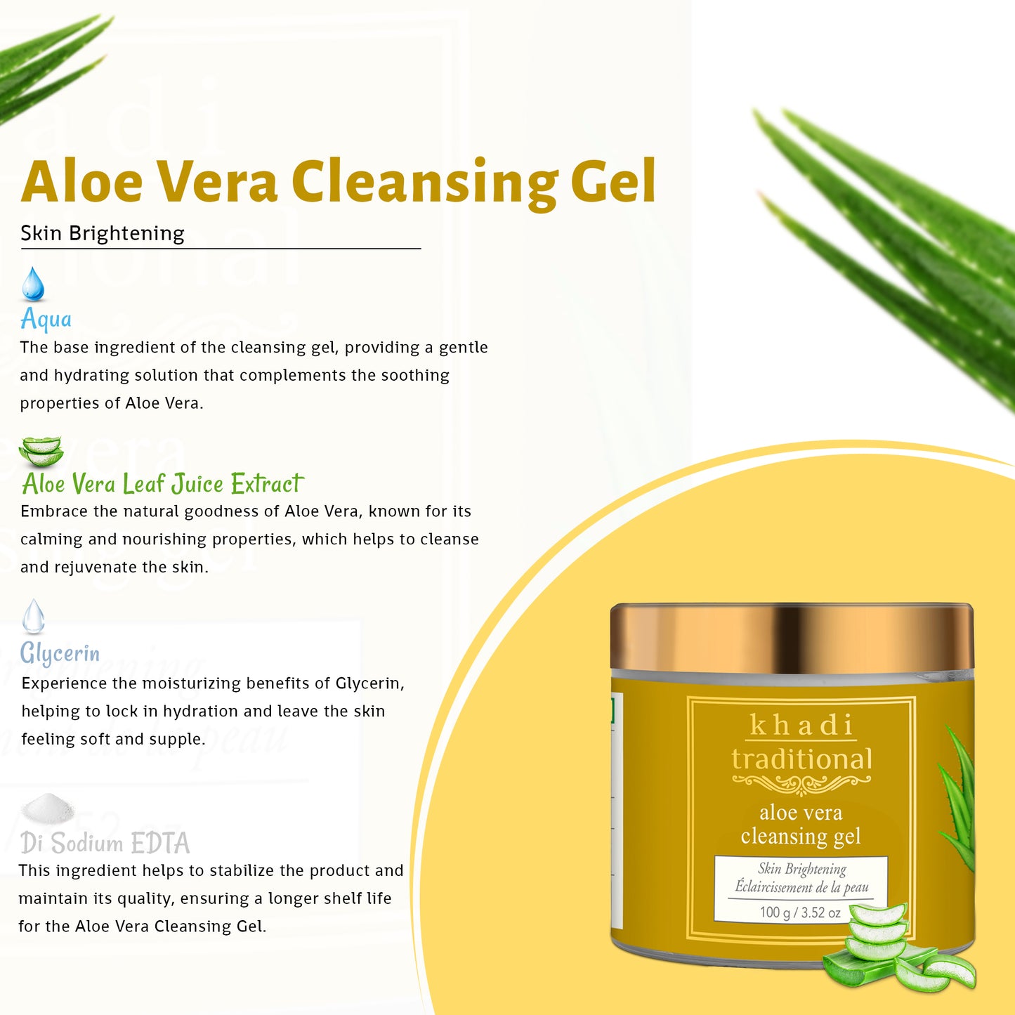 Gel limpiador tradicional de aloe vera de Khadi