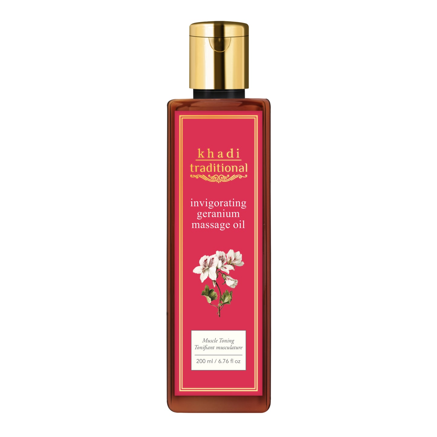 Aceite de masaje tradicional vigorizante con geranio de Khadi