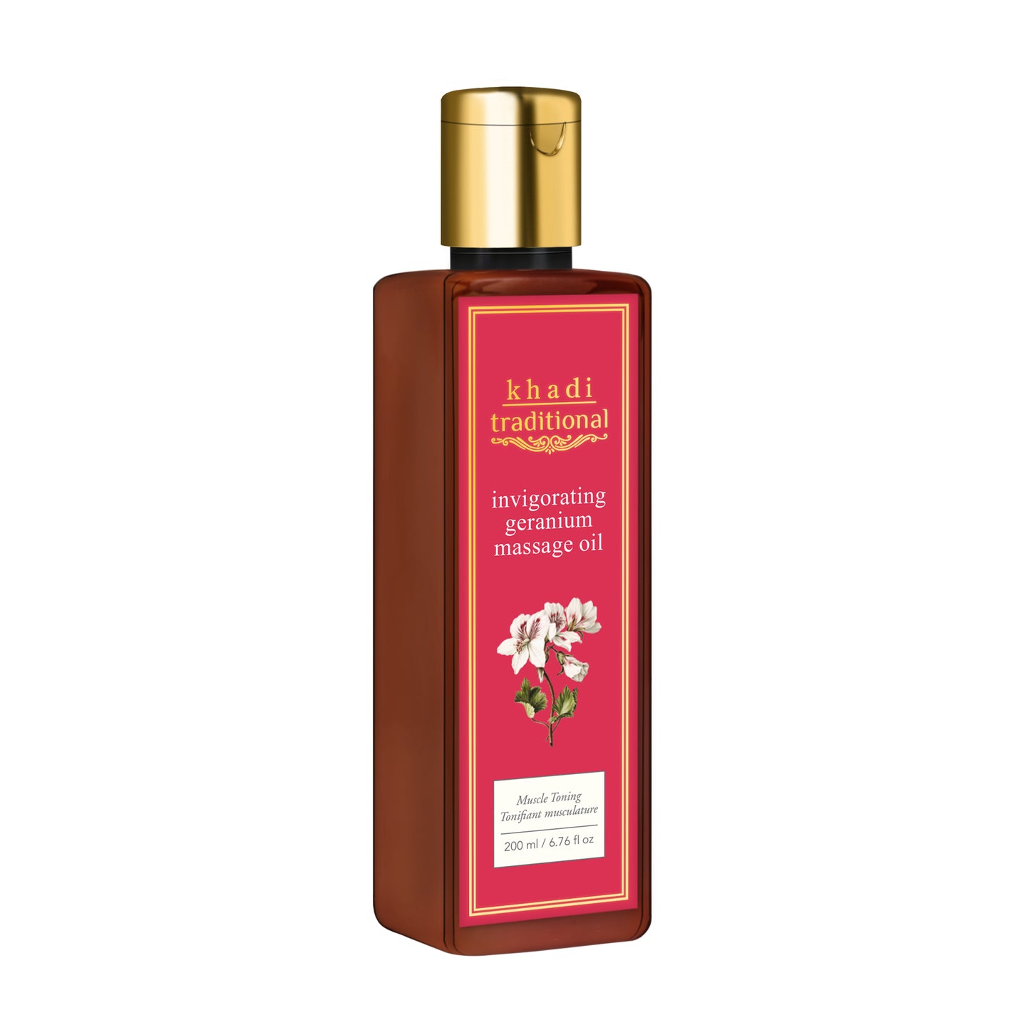 Aceite de masaje tradicional vigorizante con geranio de Khadi