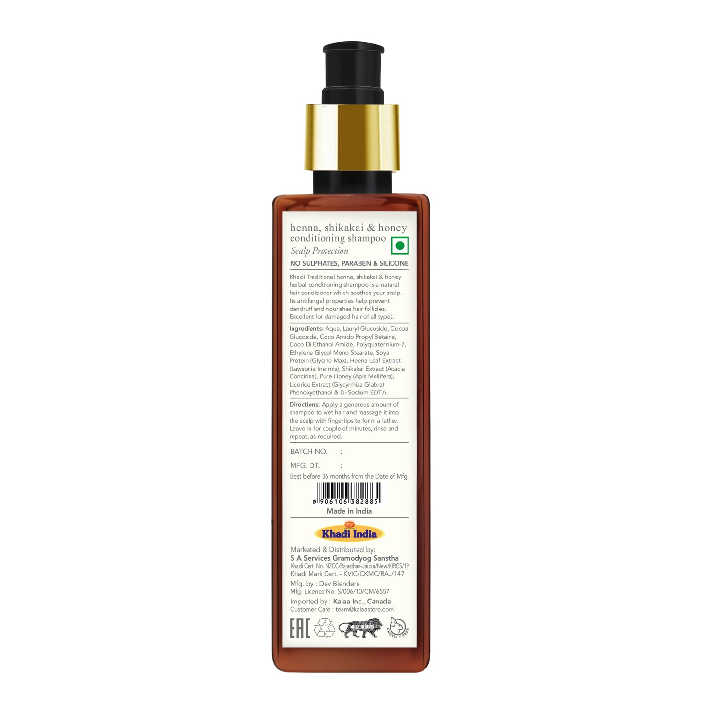 Champú acondicionador tradicional de henna, shikakai y miel Khadi