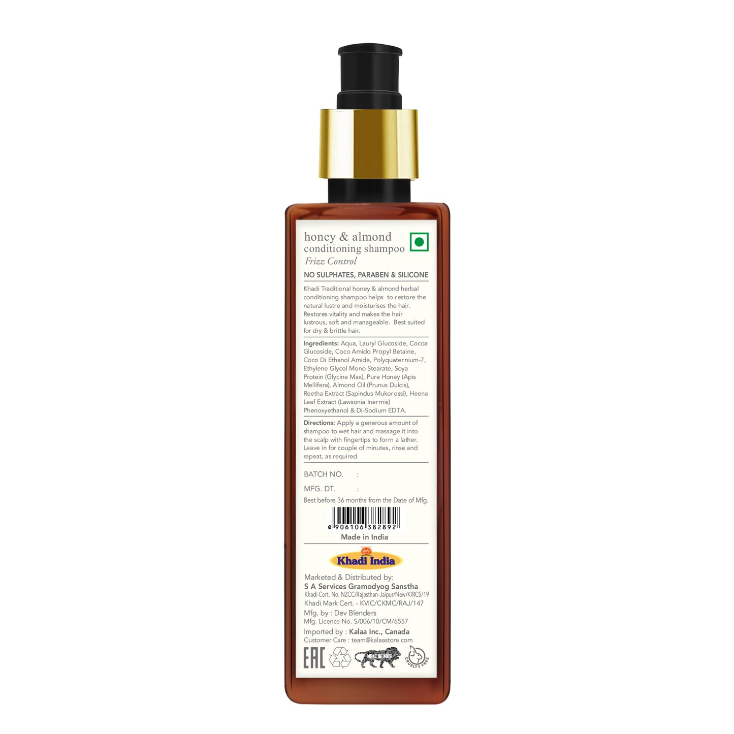 Champú acondicionador tradicional de miel y almendras de Khadi