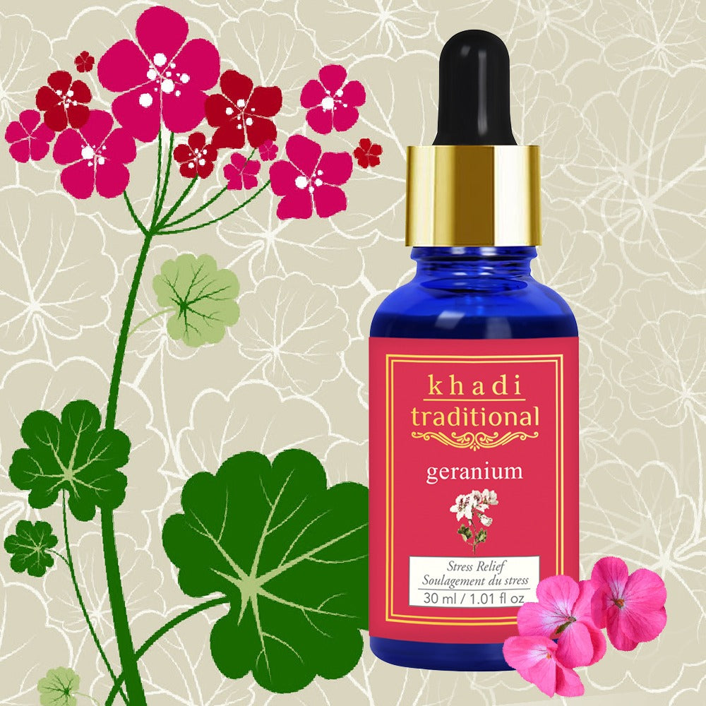 Aceite esencial de geranio tradicional Khadi