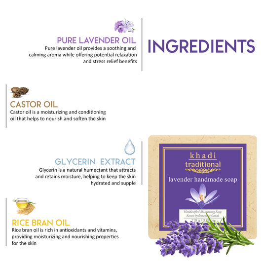 Jabón artesanal tradicional de lavanda Khadi