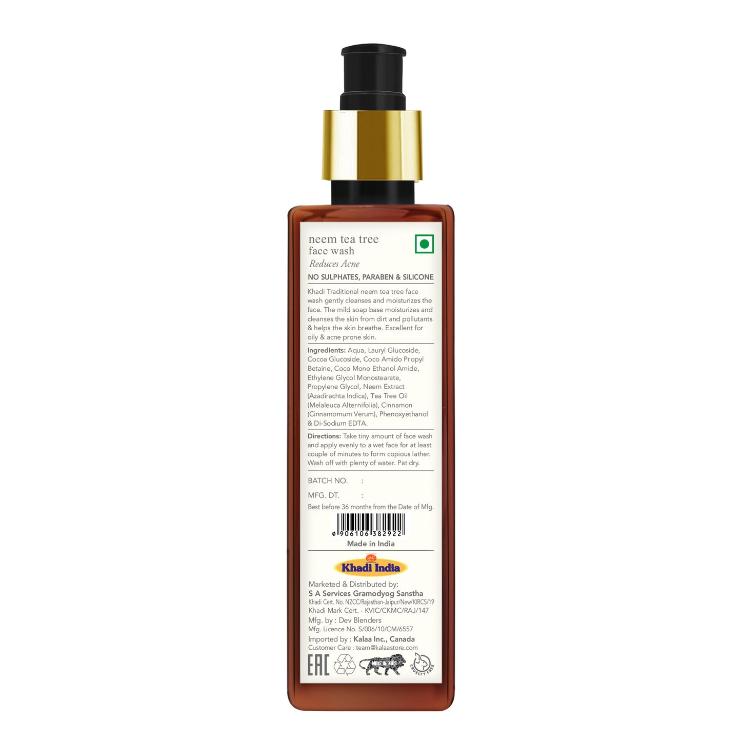 Jabón facial tradicional de árbol de té de neem de Khadi