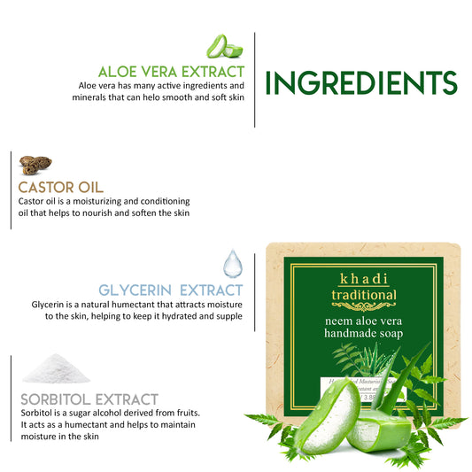 Jabón artesanal tradicional de aloe vera y neem de Khadi