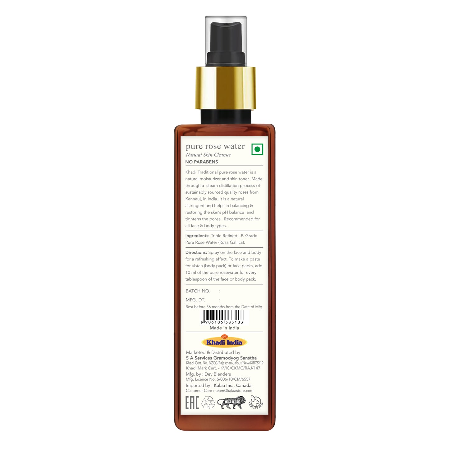 Khadi Traditional Pure Rosewater
