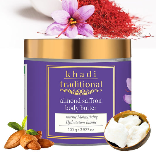 Manteca corporal nutritiva tradicional de almendras y azafrán de Khadi