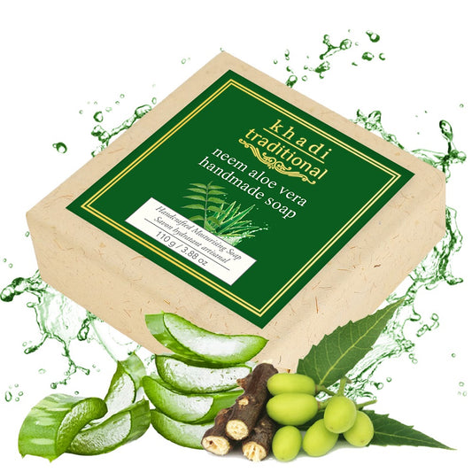 Jabón artesanal tradicional de aloe vera y neem de Khadi