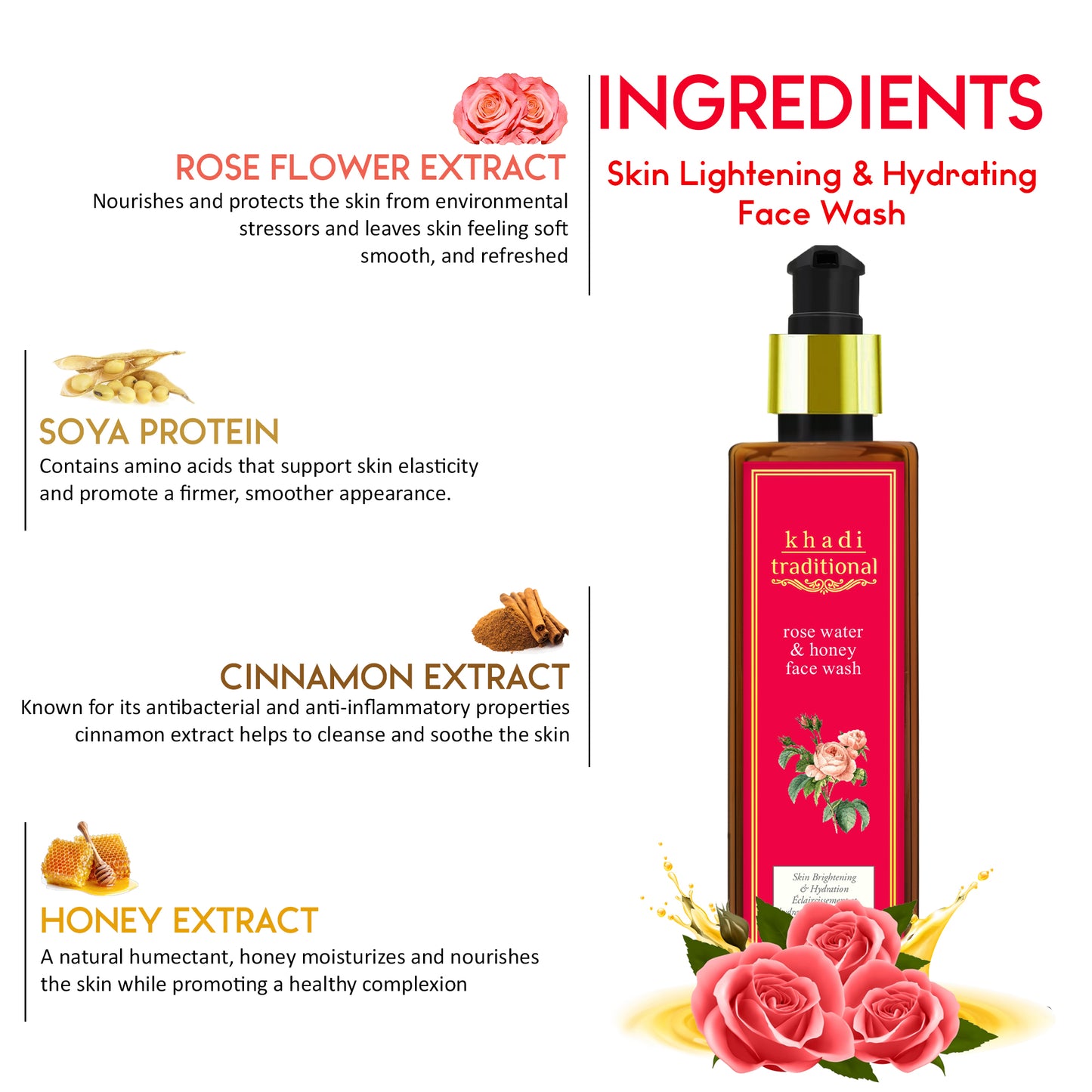 Jabón facial tradicional de agua de rosas y miel de Khadi