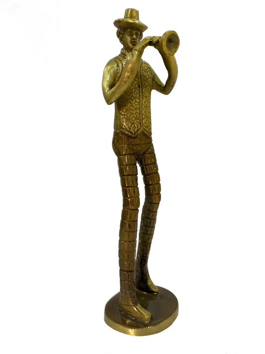 Brass Figurine of Man Playing a Trumpet