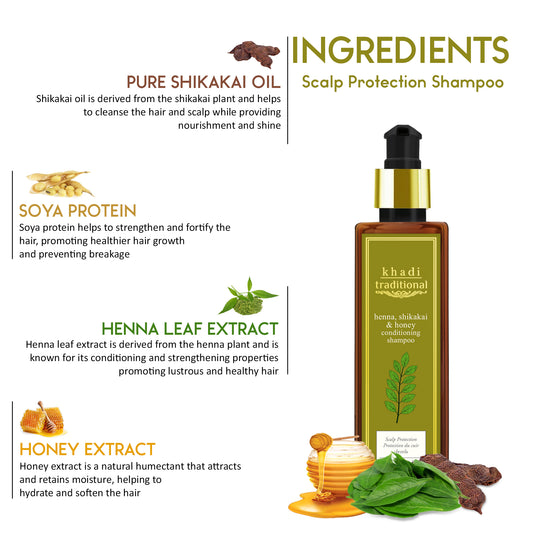 Khadi Traditional Henna, Shikakai & Honey Conditioning Shampoo